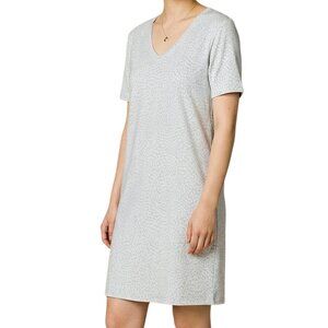Nicole Miller Linen Blend Short Sleeve Pleated A-Line Shift Dress Women's Sz M